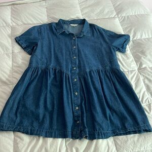 Denim babydoll mini dress
